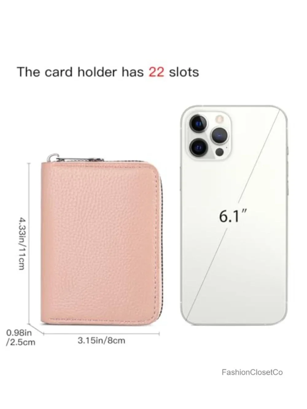 Faux Leather Credit Card Holder Wallet with 22 Slots and Zipper Closure